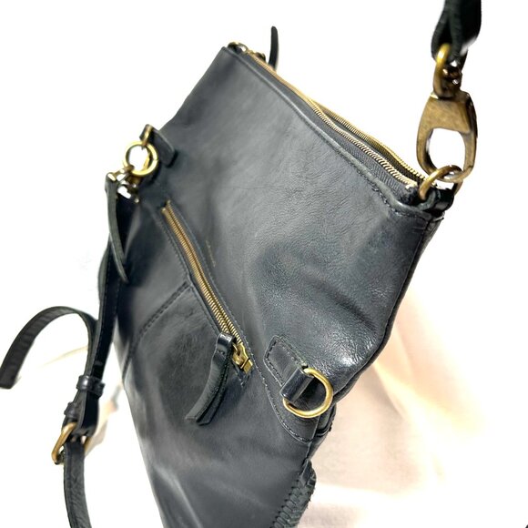 Lucky Brand Black Leather Crossbody Bag Expandable with Adjustable Strap - Picture 4 of 8